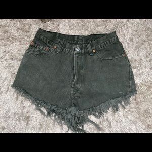 Green Levi high waisted distressed shorts